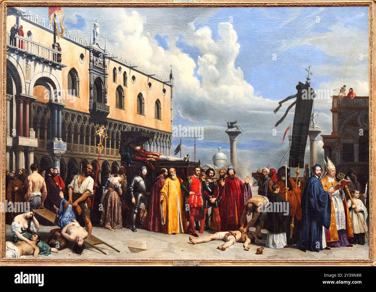 Funeral Honours Rendered to Titian after his Death at Venice during the Plague of 1576, Salon of 1833, Alexandre HESSE, Paris, 1806 - 1879, Musée du L Stock Photo