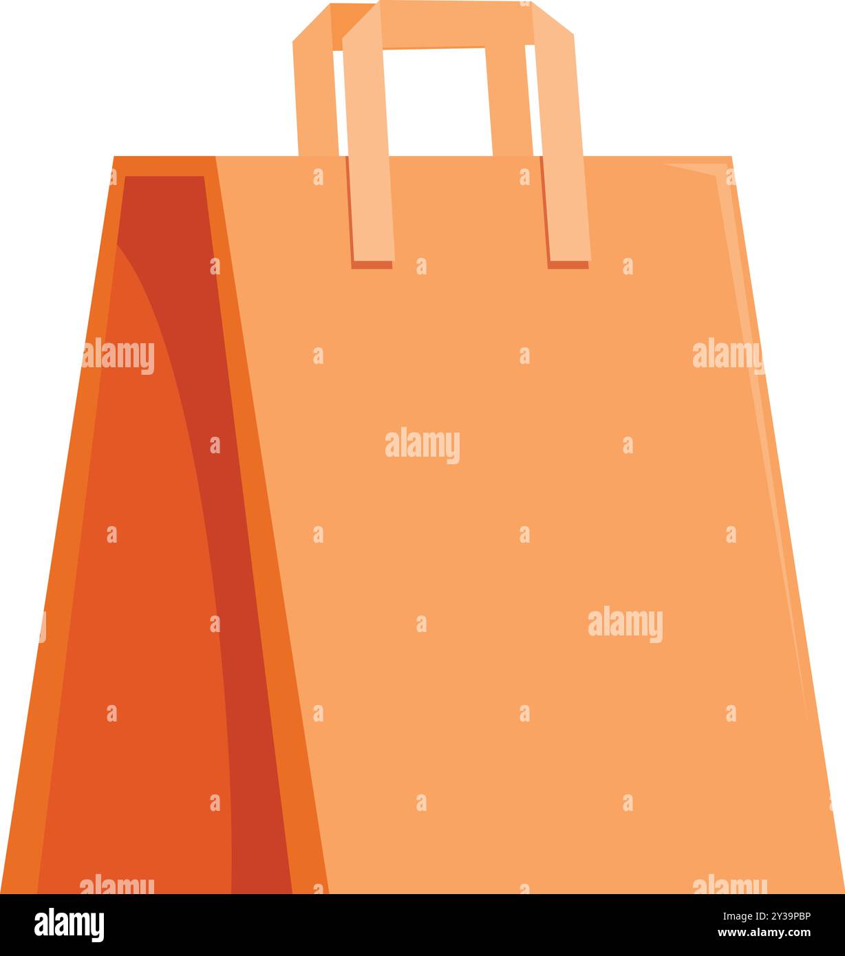 Orange shopping bag standing up with handles on a white background ...