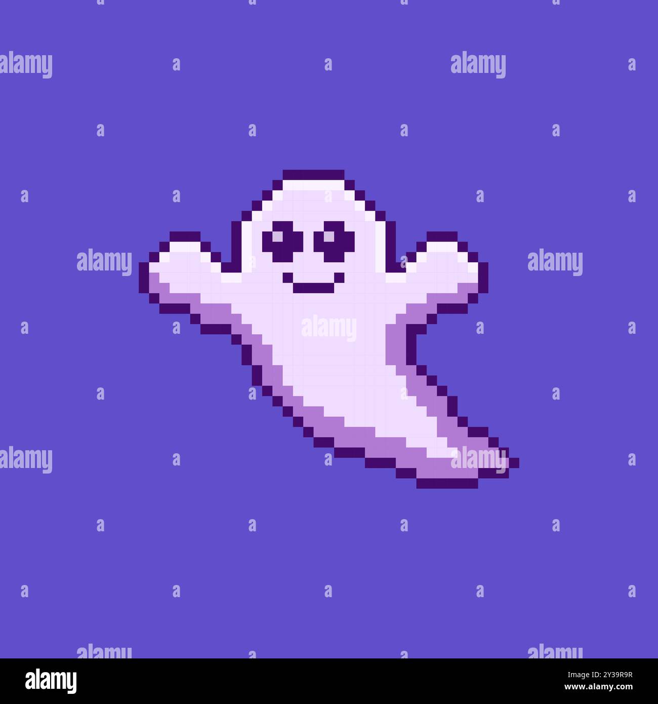 Pixel art cute ghost game asset design Stock Vector