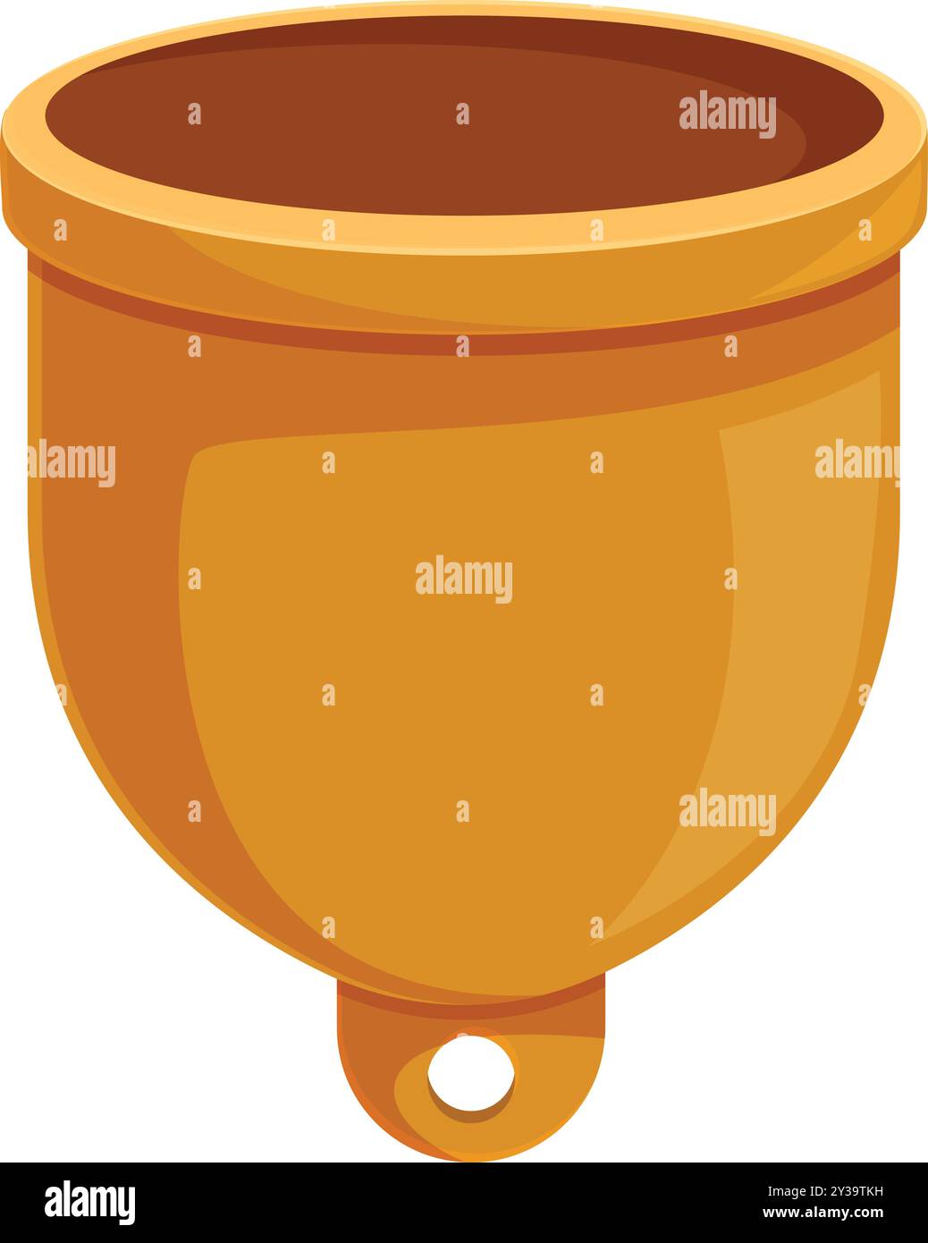 Simple empty terracotta flower pot is hanging, ready for a plant to be placed inside Stock Vector