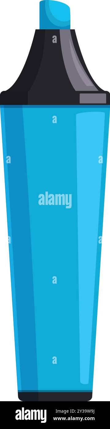 Blue marker pen with black cap standing up on white background Stock ...