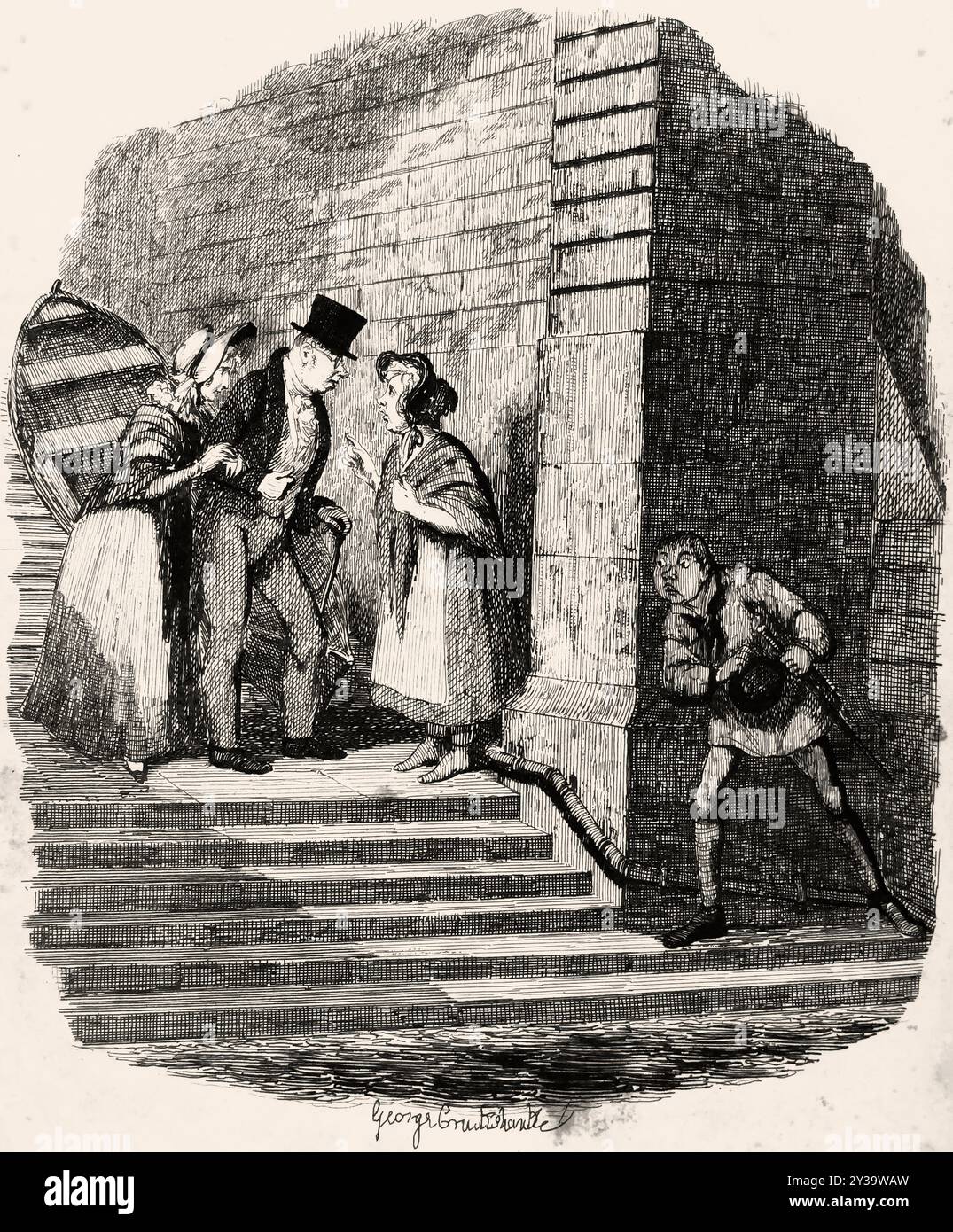 'The Meeting.' From 'Oliver Twist' by Boz (Charles Dickens).  Vol. 3. London: Richard Bentley, 1838. First edition Stock Photo