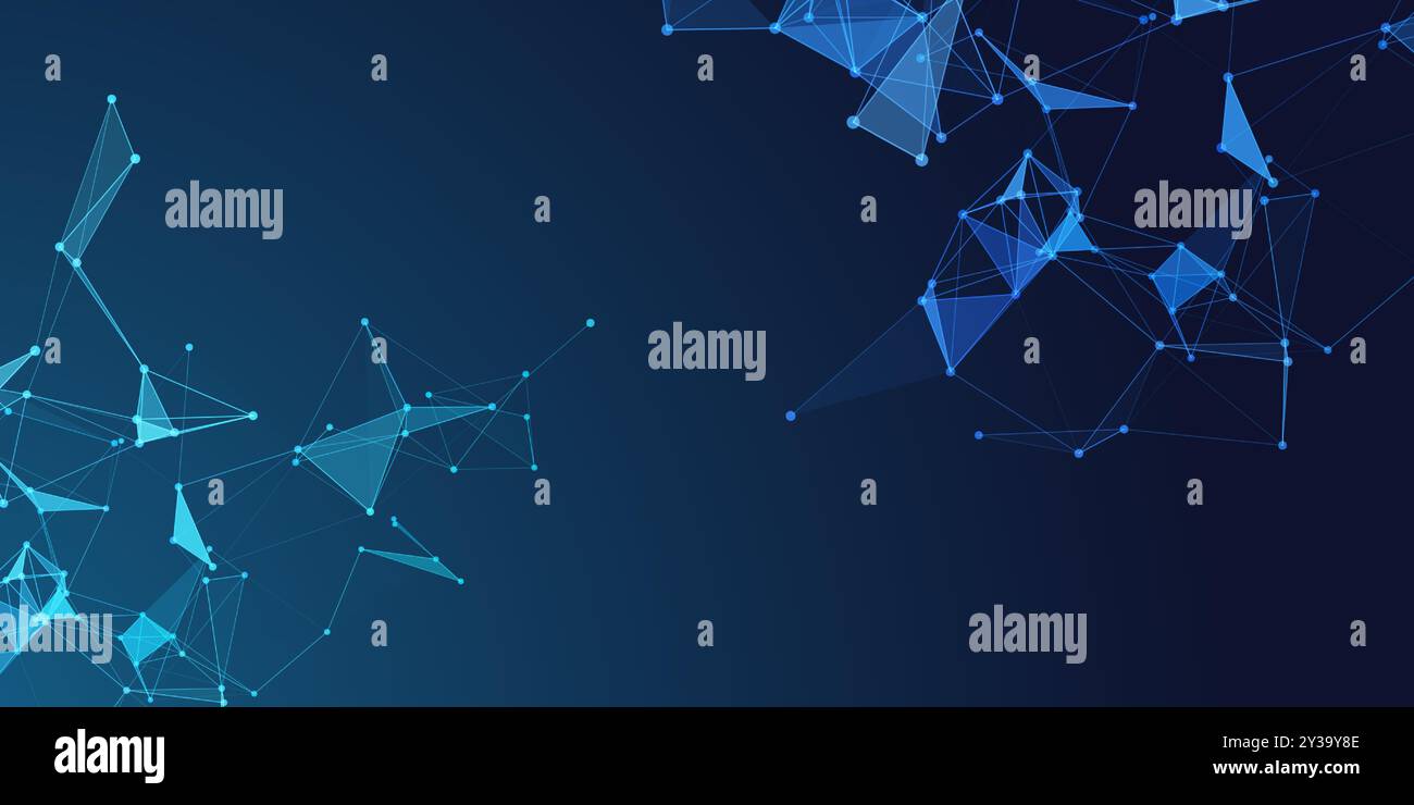 Abstract banner with a low poly plexus design Stock Vector
