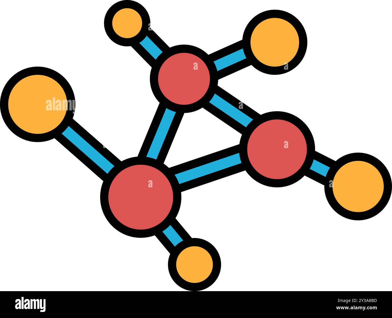 A drawing of a molecule with a blue line connecting it to other ...