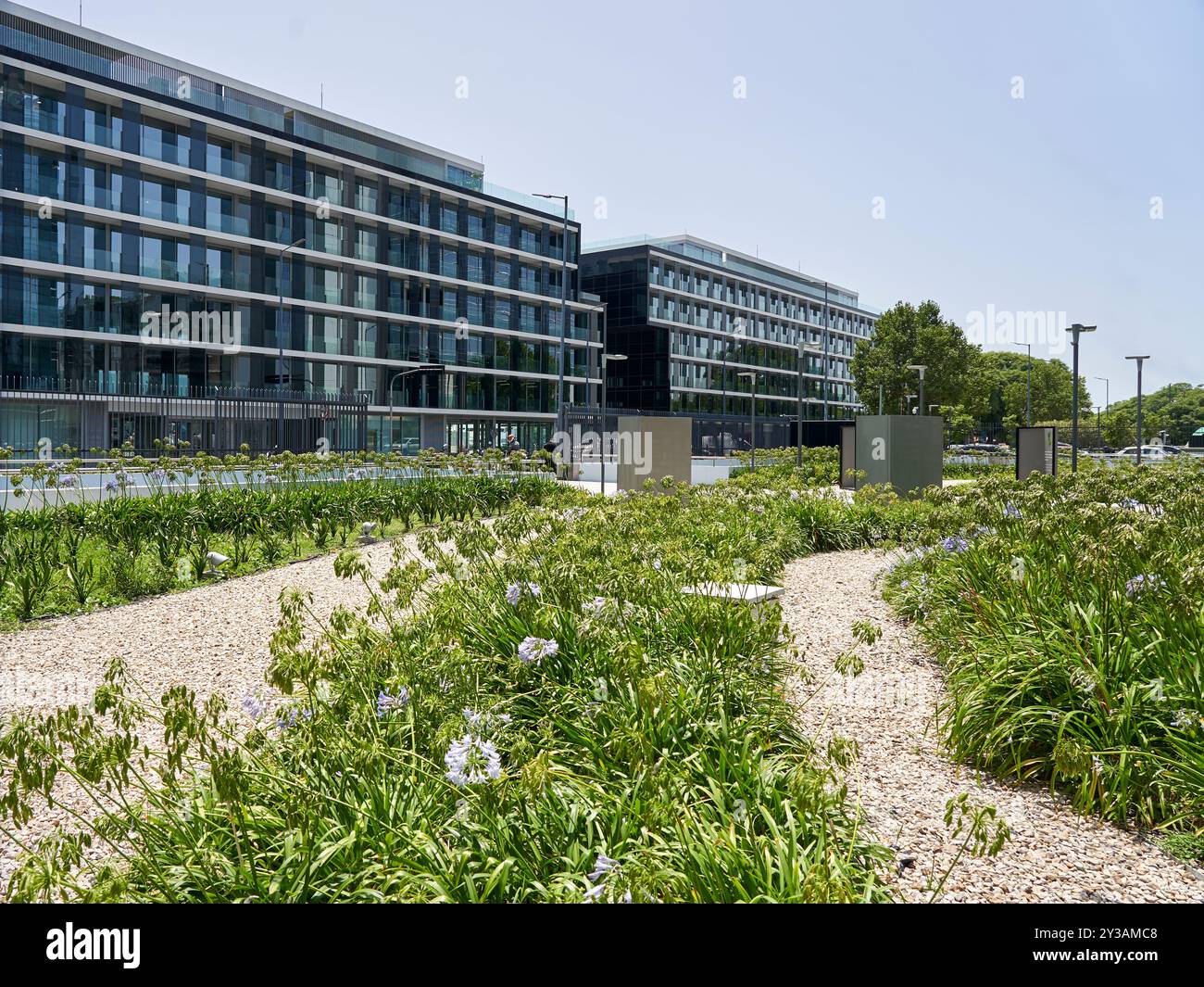 Picture of Contemporary office buildings with extensive glass facades and ...