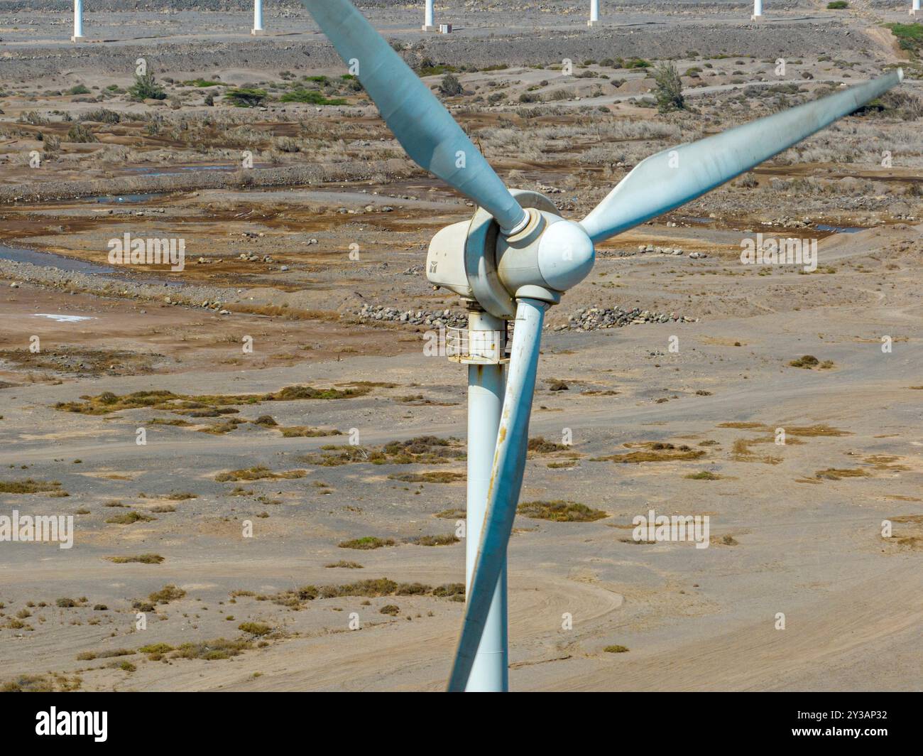 Renewable energy, wind energy, wind turbines moving, near the ocean ...