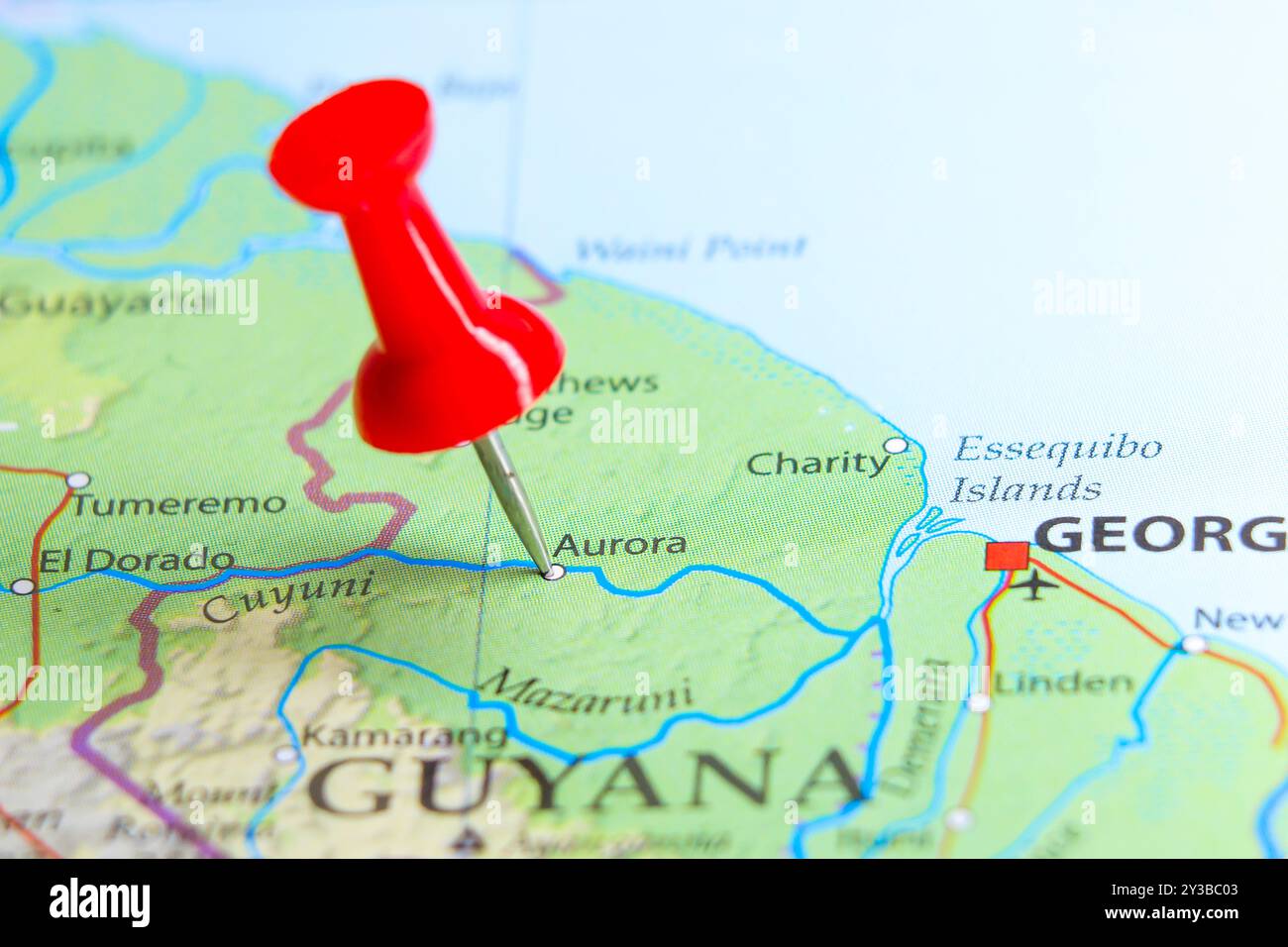 aurora-guayana-pin-on-map-stock-photo-alamy