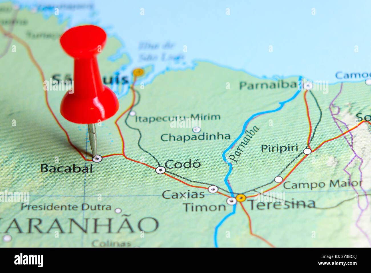 Bacabal, Brazil pin on map Stock Photo - Alamy