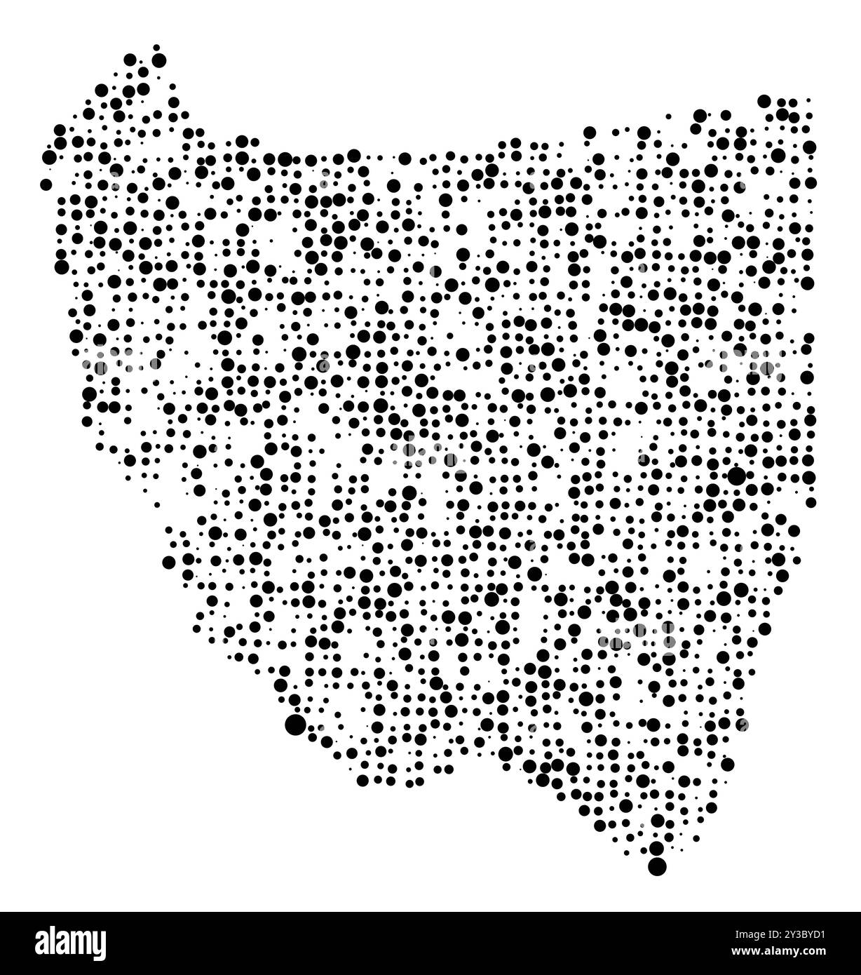 Symbol Map of the Special district Jakarta Raya (Indonesia) showing the territory with a pattern of randomly distributed black circles of different si Stock Vector