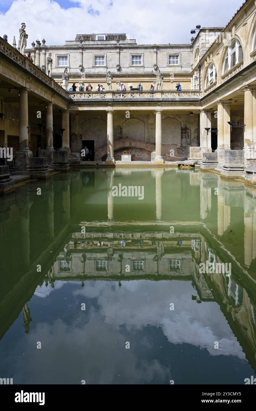 Reflection, Great Bath, The Roman Baths, Bath, England, Great Britain Stock Photo