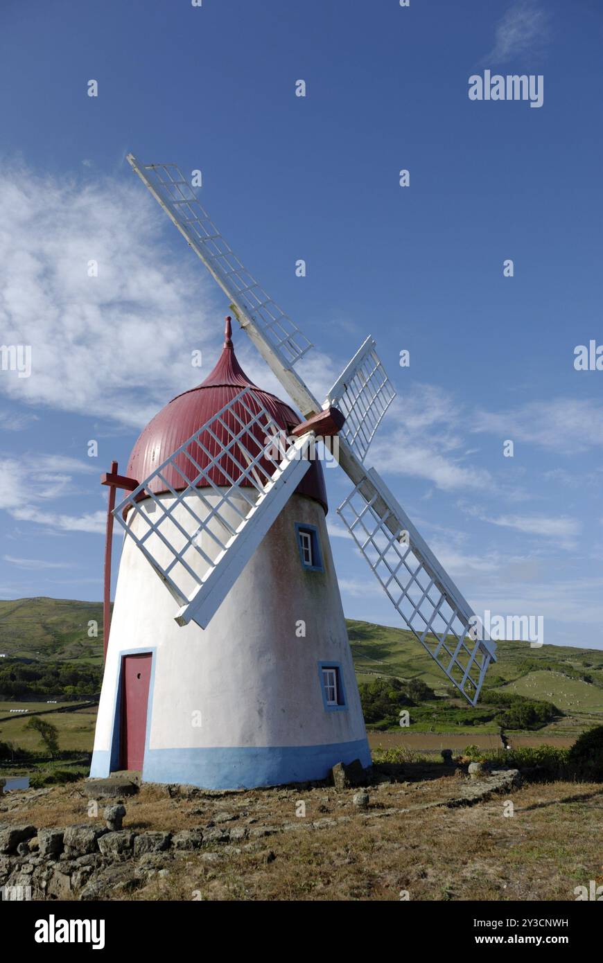 Windmill in Fontes, Graciosa Stock Photo