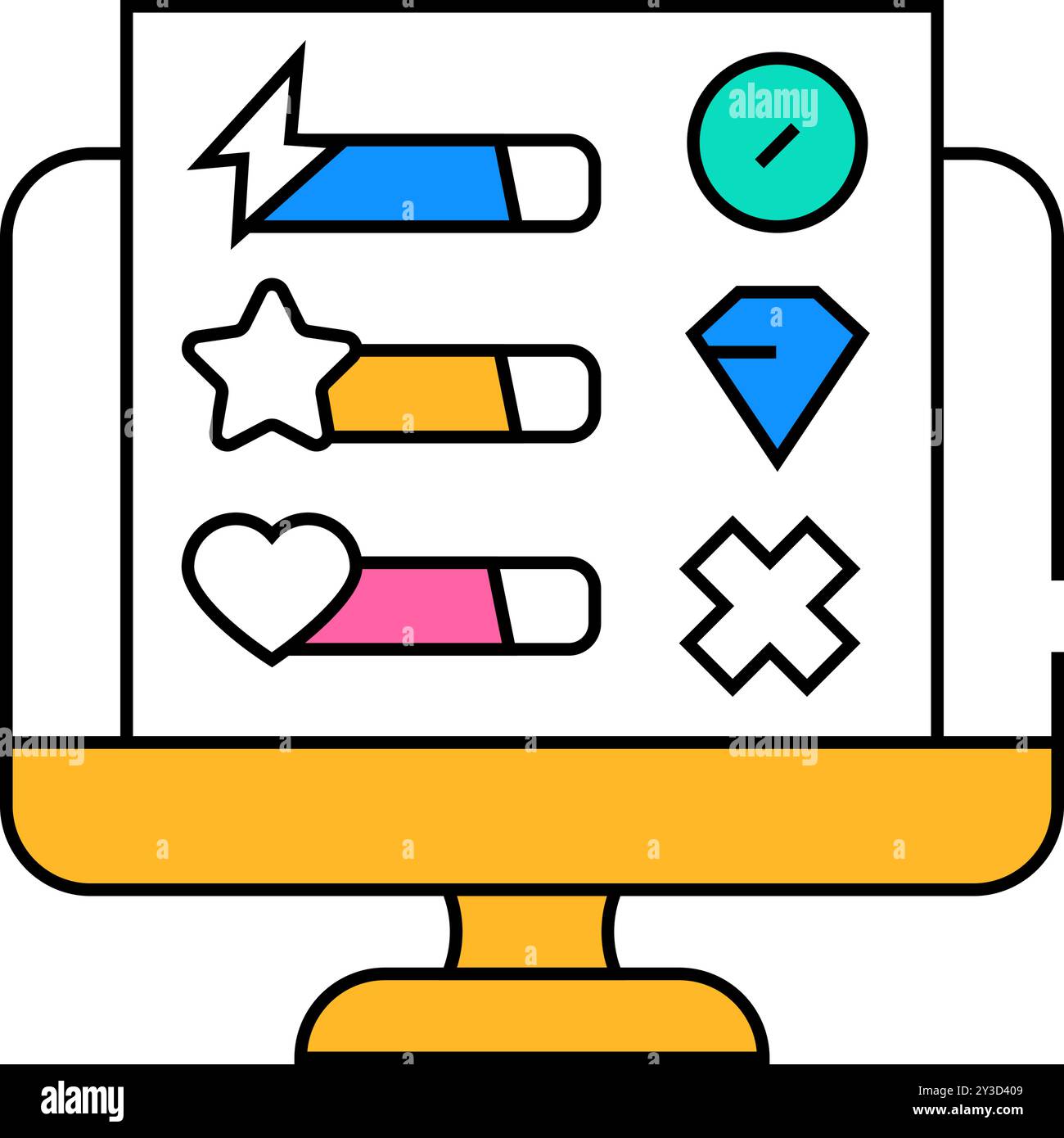 user interface design game development icon color illustration Stock ...