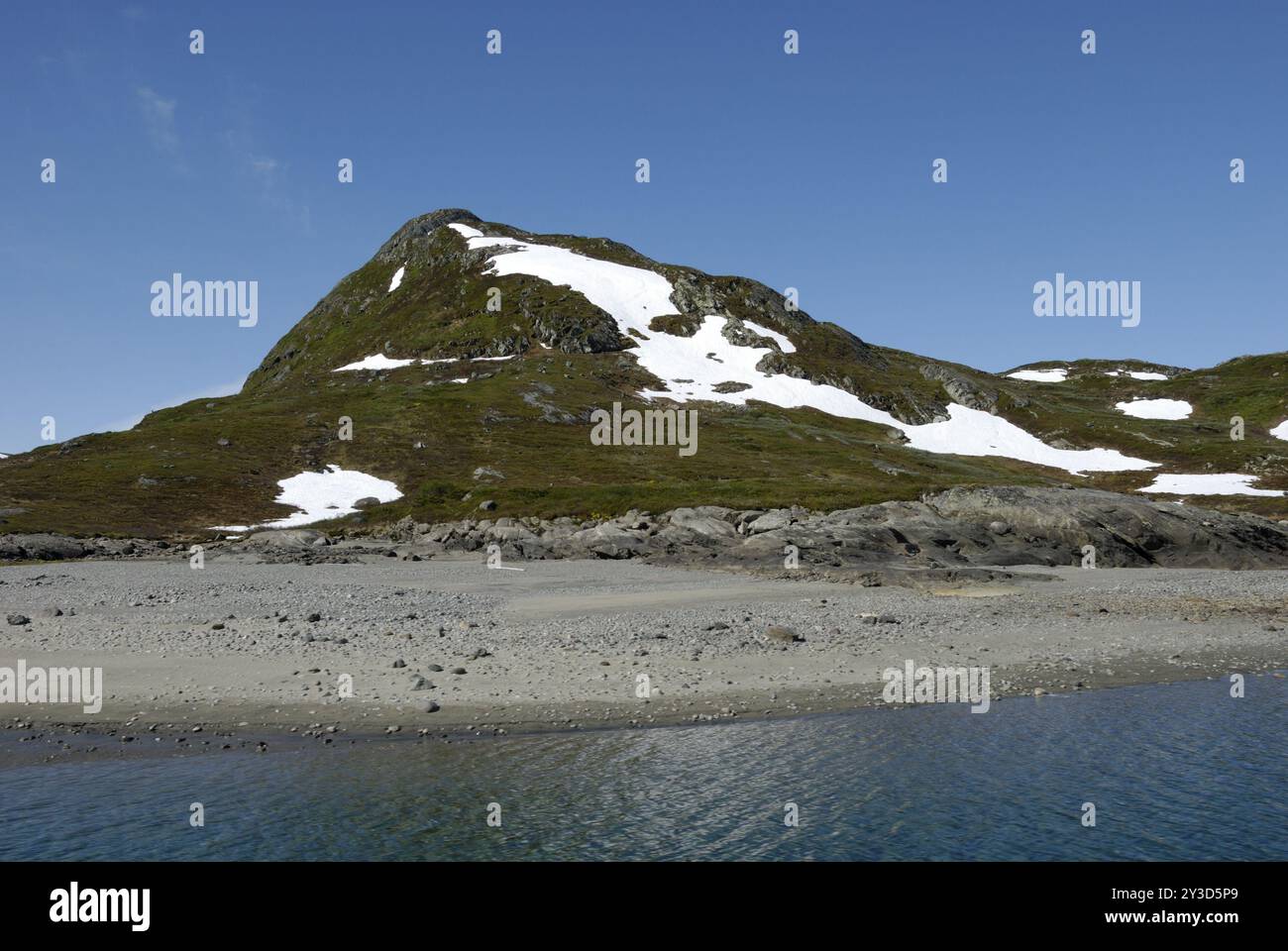 Beach at Lake Bygdin, Jotunheimen National Park, Oppland, Norway, Europe Stock Photo