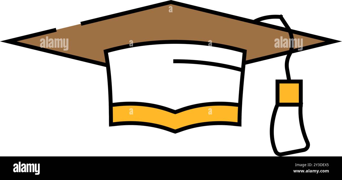 graduation hat cap icon color illustration Stock Vector Image & Art - Alamy