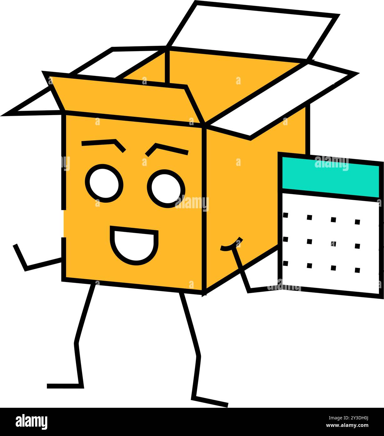calculator hold cardboard box character icon color illustration Stock ...
