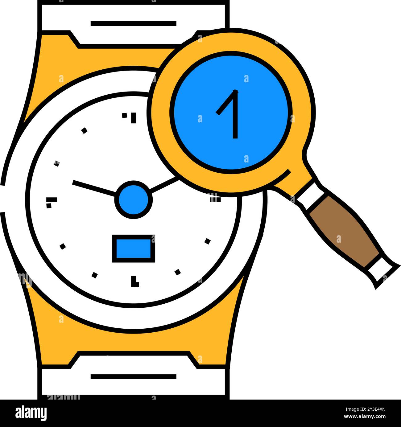 clock search magnifying glass icon color illustration Stock Vector ...
