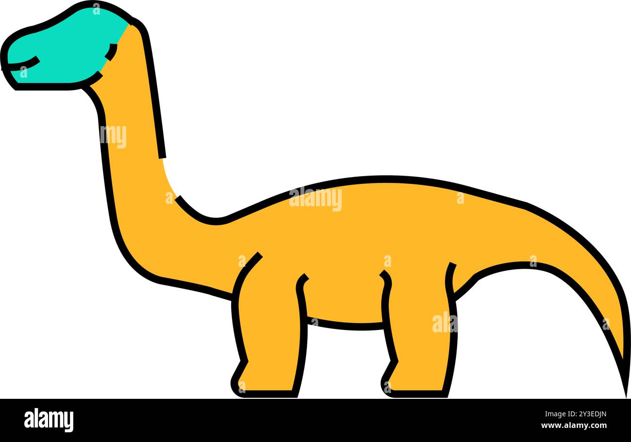 diplodocus dinosaur animal icon color illustration Stock Vector Image ...