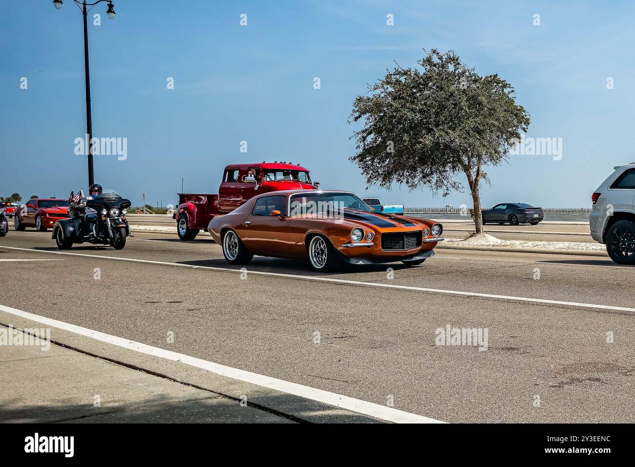 Gulfport, MS - October 04, 2023: Wide angle front corner view of a 1970 Chevrolet Camaro Z28 Hardtop Coupe at a local car show. Stock Photo