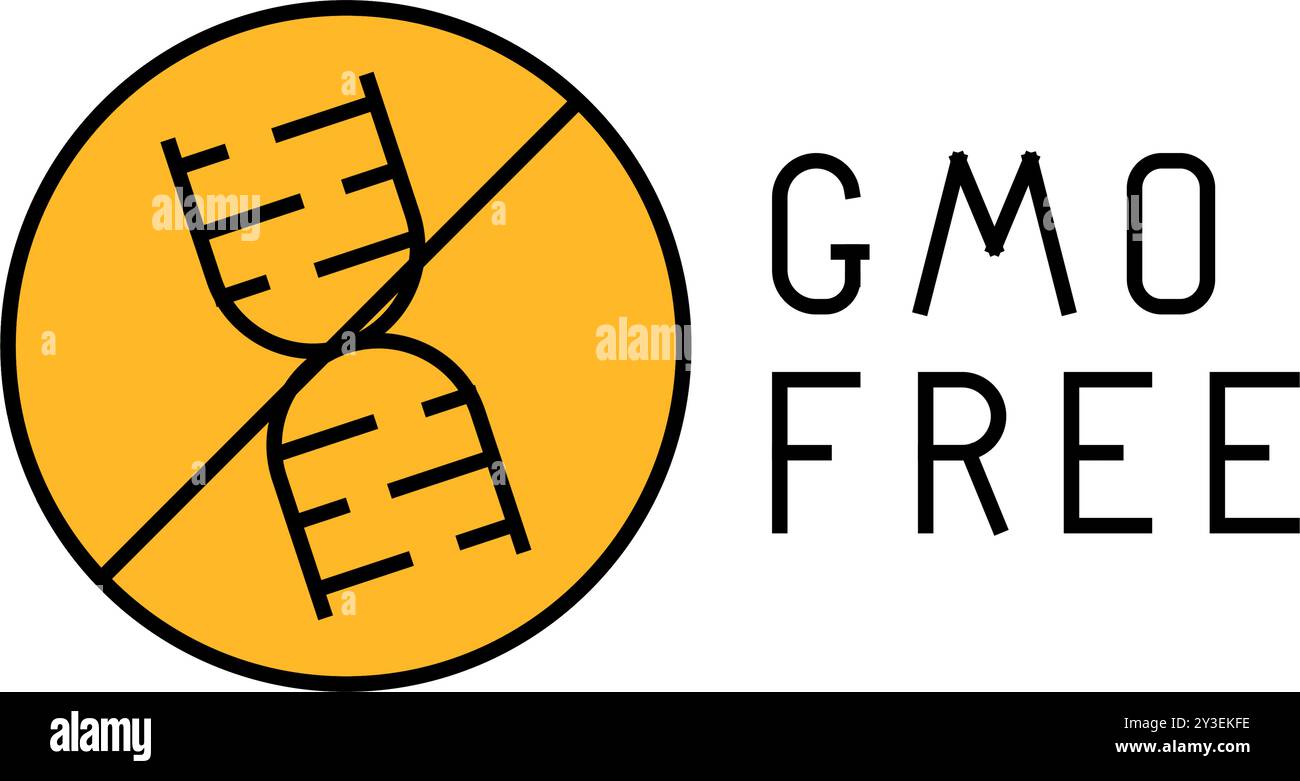 gmo free product label warning icon color illustration Stock Vector ...