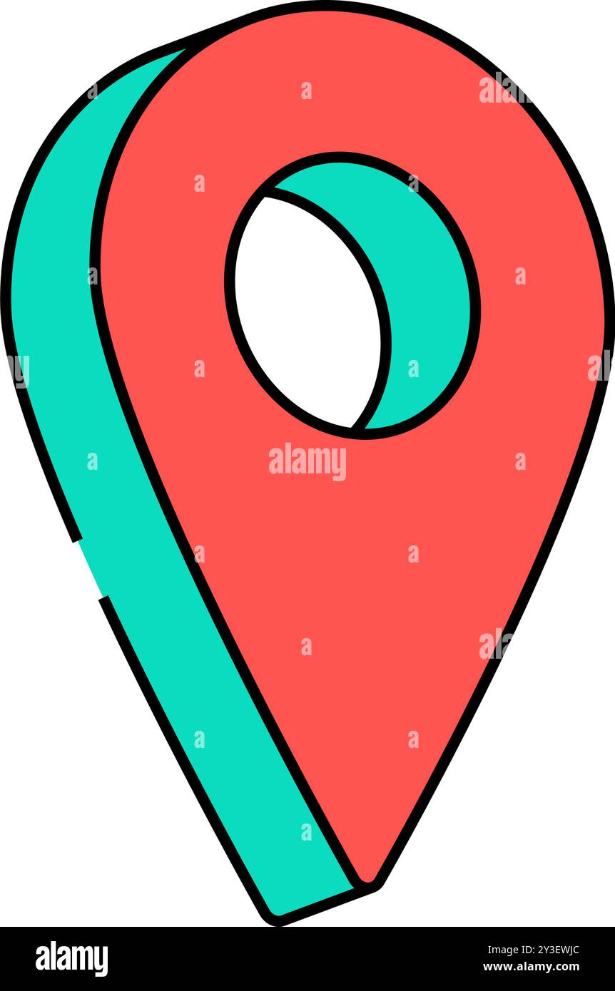 red pointer map location icon color illustration Stock Vector Image ...