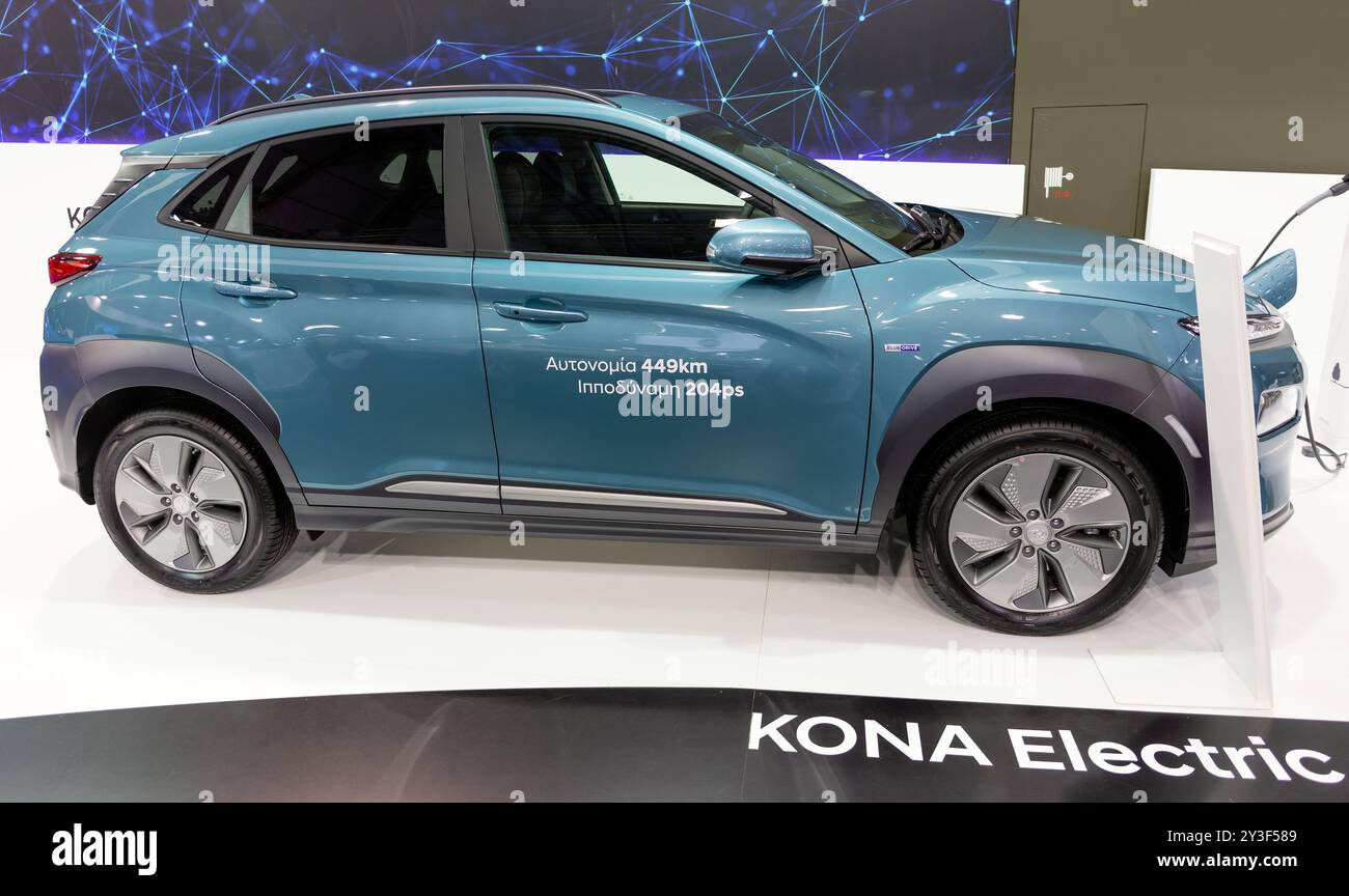 ATHENS, GREECE - NOVEMBER 15, 2019: Hyundai Kona electric at Aftokinisi ...