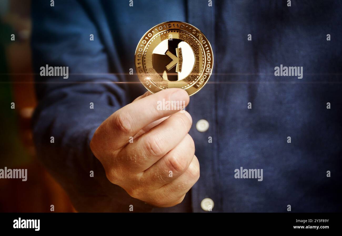 Poznan, Poland, September 1, 2024: Kaspa KAS cryptocurrency gold coin on  green screen background. Abstract concept 3d illustration Stock Photo -  Alamy
