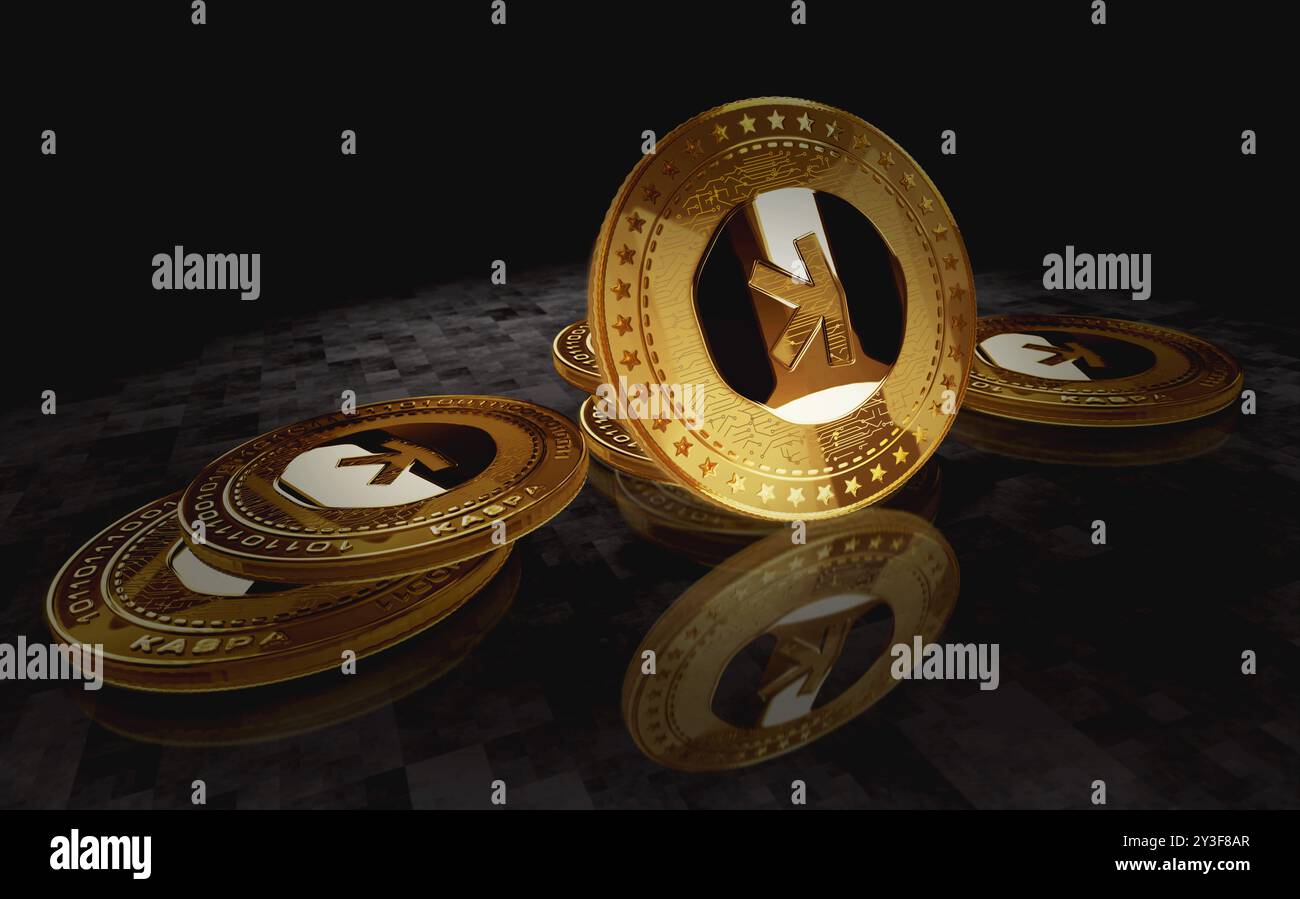 Poznan, Poland, September 1, 2024: Kaspa KAS cryptocurrency gold coin on  green screen background. Abstract concept 3d illustration Stock Photo -  Alamy