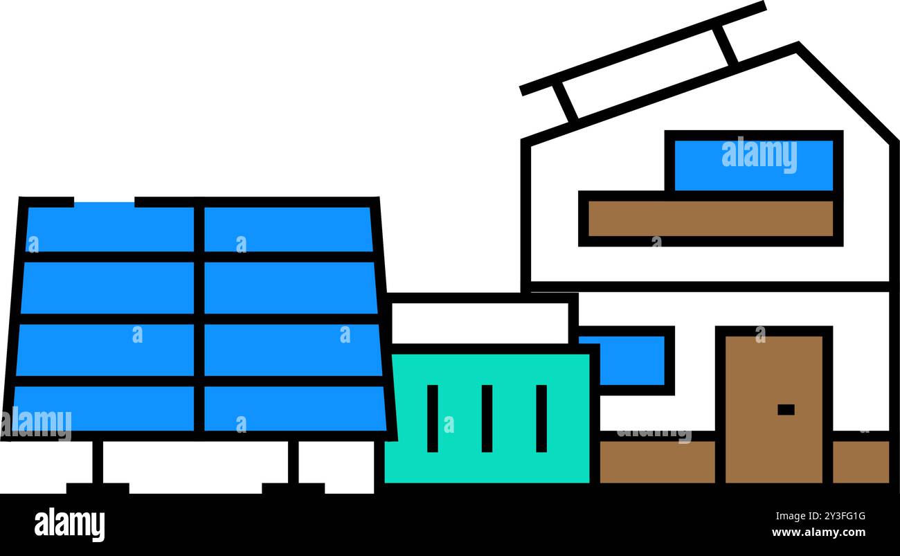 off grid solar panel icon color illustration Stock Vector Image & Art ...