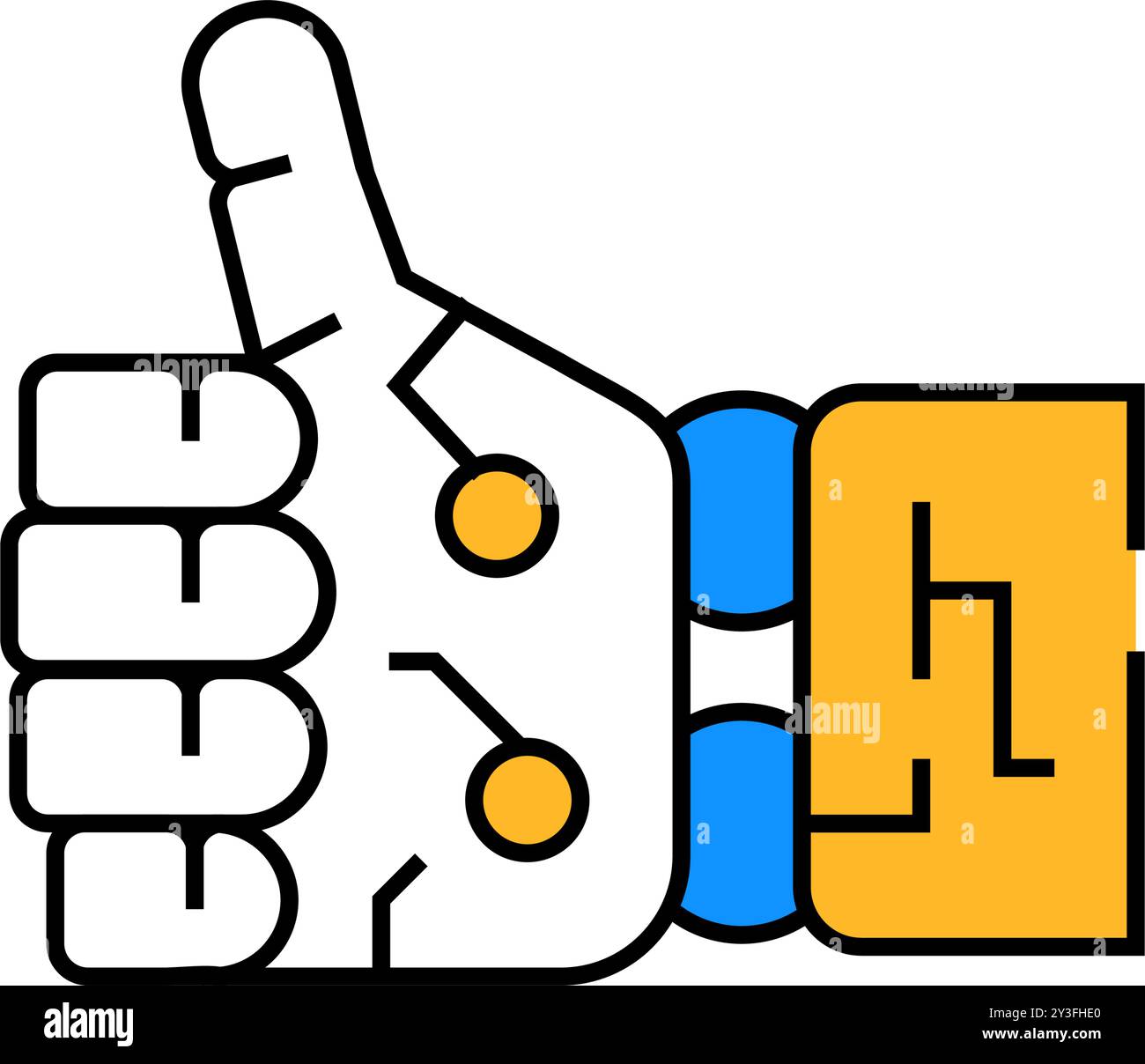 thumb up robot hand gesture icon color illustration Stock Vector Image ...