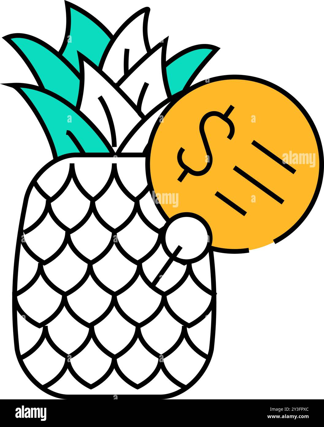 natural product pineapple icon color illustration Stock Vector Image ...