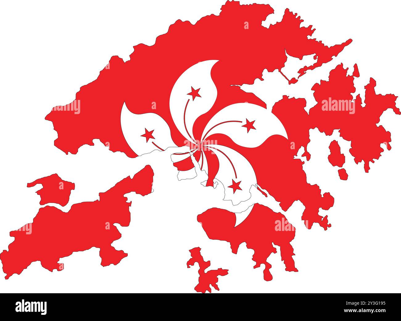 Hong Kong Map, Hong Kong Map with Flag, Country Map, Hong Kong with Flag, Nation Flag Stock Vector