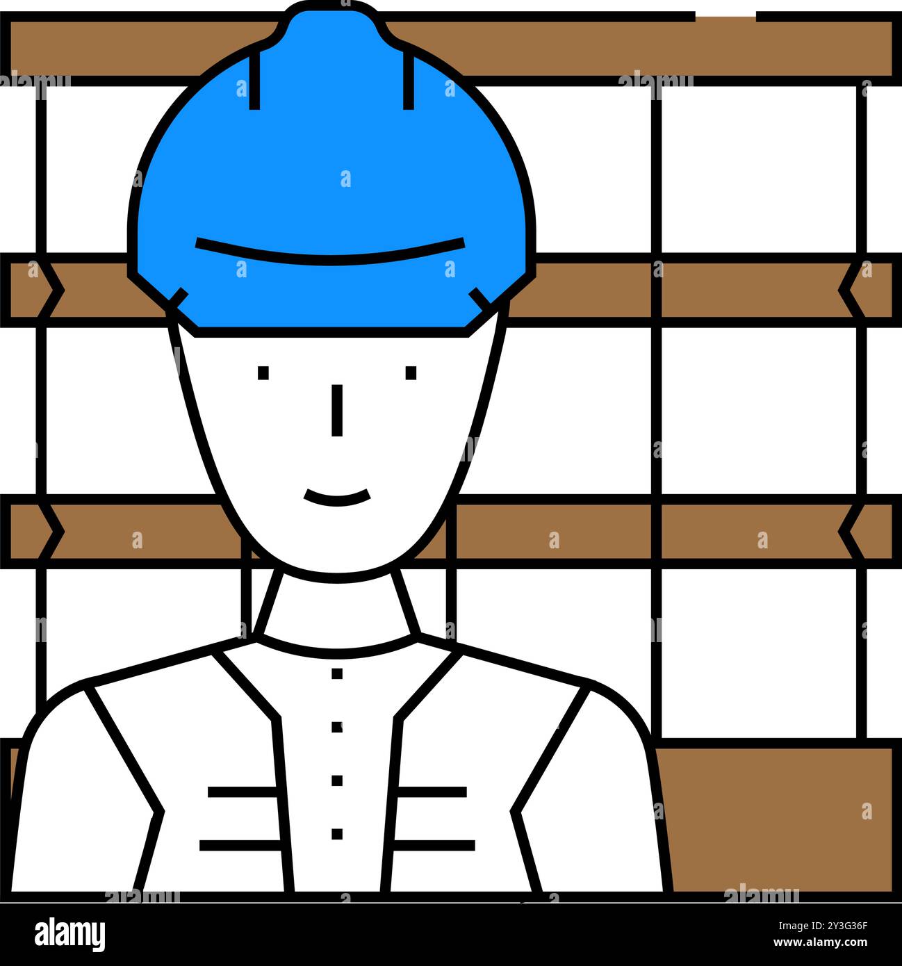 engineer construction worker icon color illustration Stock Vector Image ...