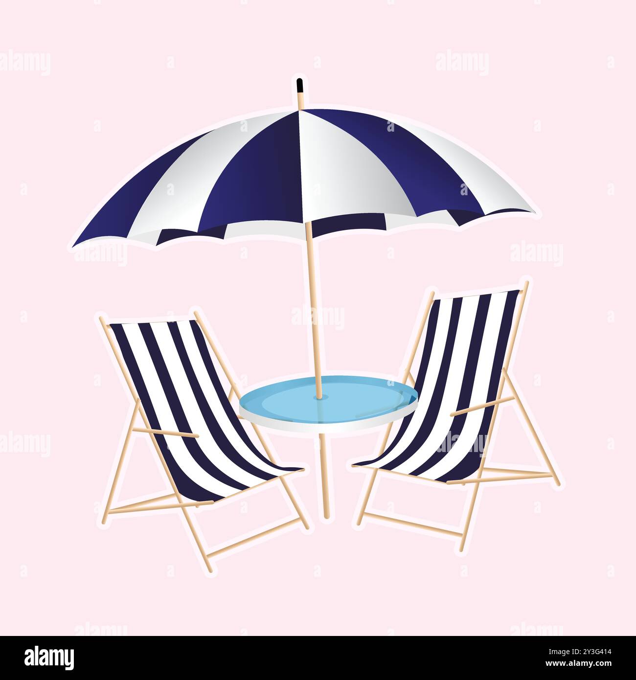 Table Chair Under Umbrella Icon Vector Illustration. Beach landscape ...