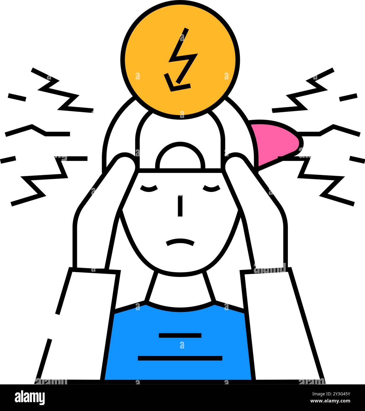 boy kid stress headache icon color illustration Stock Vector Image ...