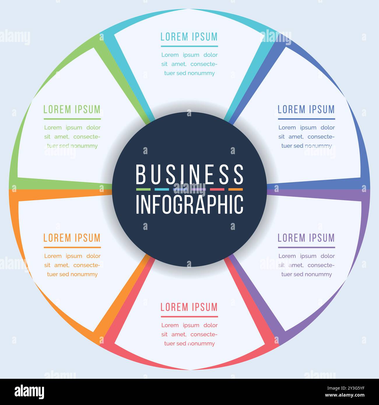Circle Infographic design 6 steps, objects, elements or options infographic business circle template Stock Vector
