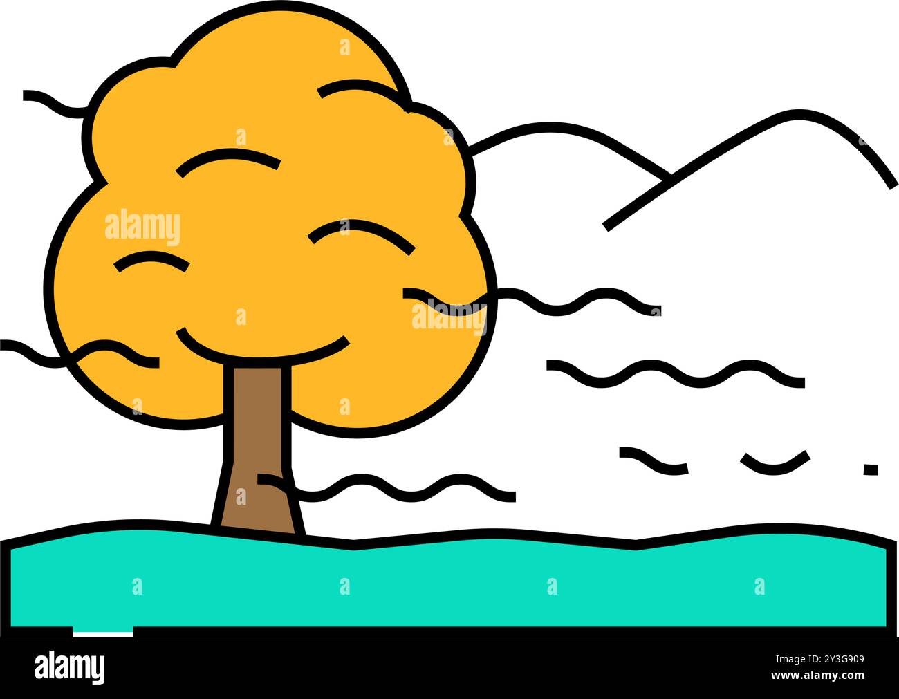 foggy morning autumn season icon color illustration Stock Vector Image ...