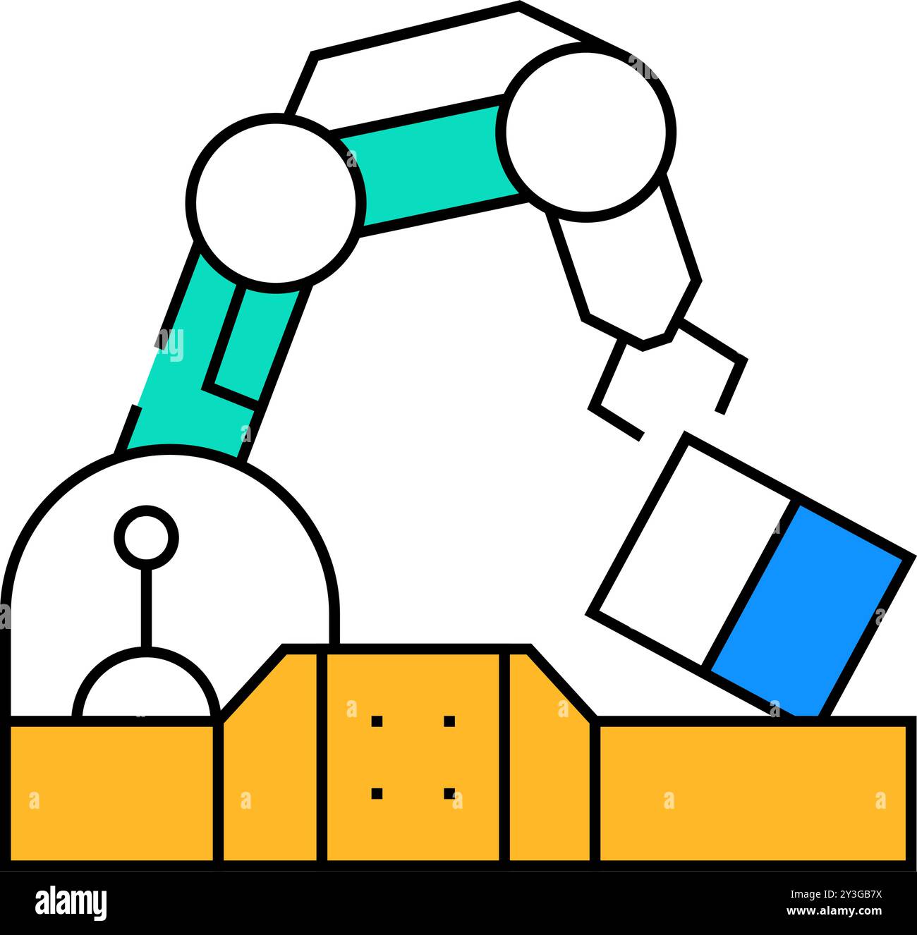 robotic arm conveyor production icon color illustration Stock Vector ...