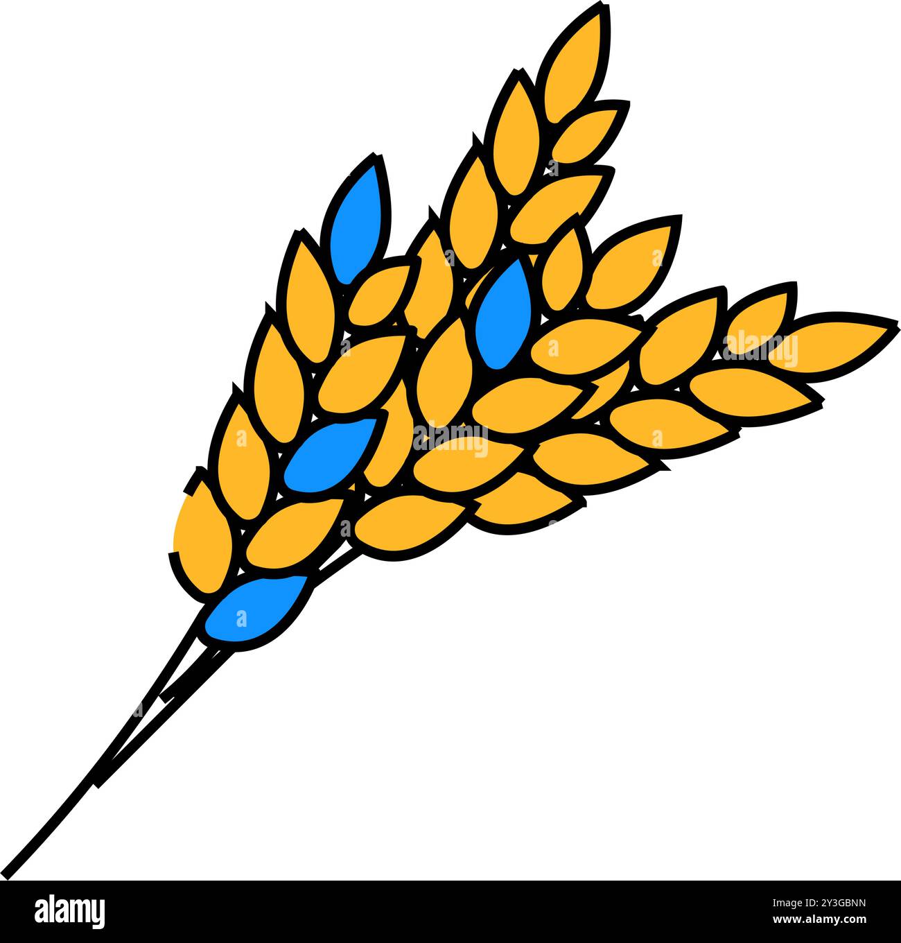 wheat ears harvest yellow icon color illustration Stock Vector Image ...