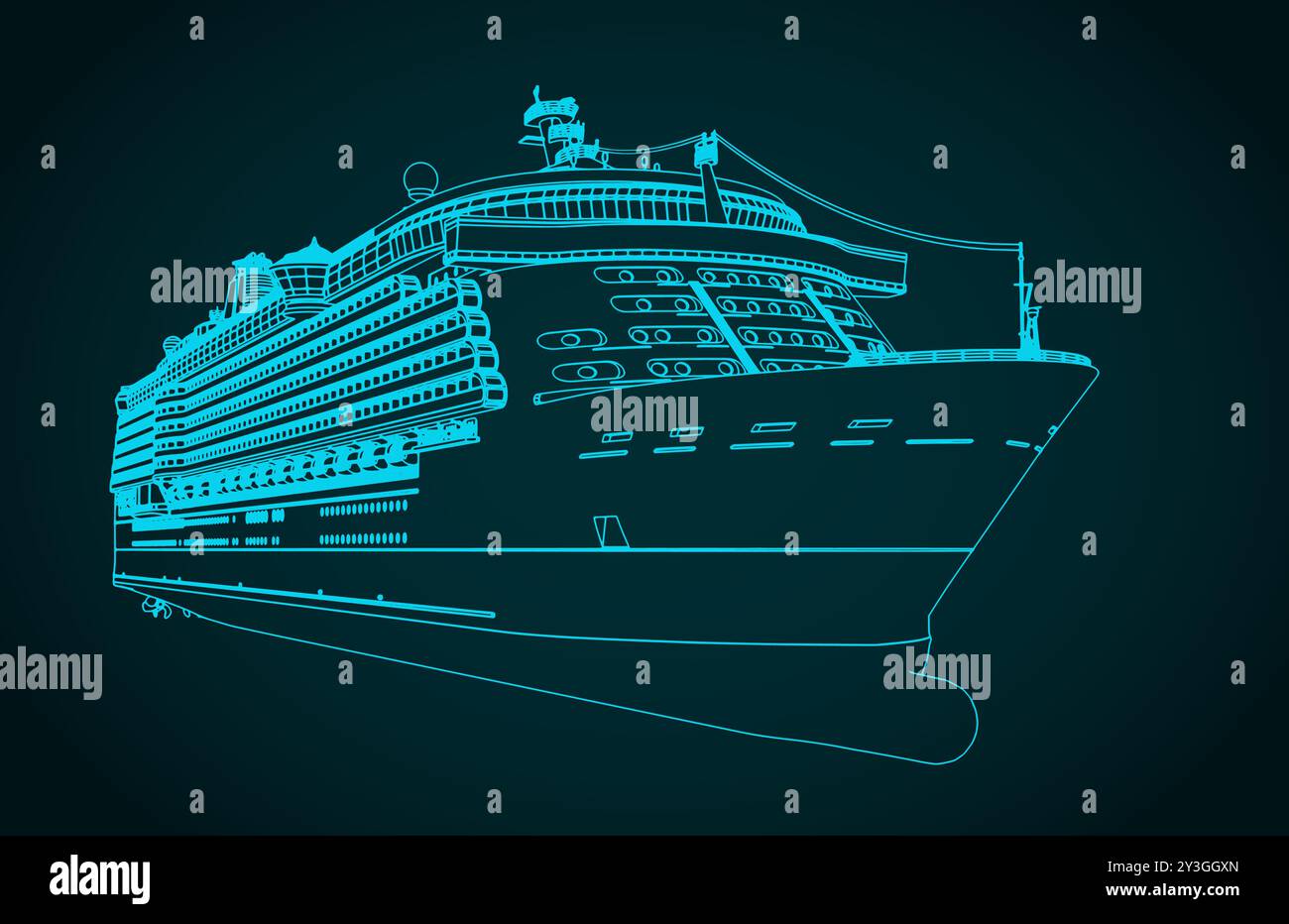 Stylized vector illustration of a large cruise liner Stock Vector Image ...