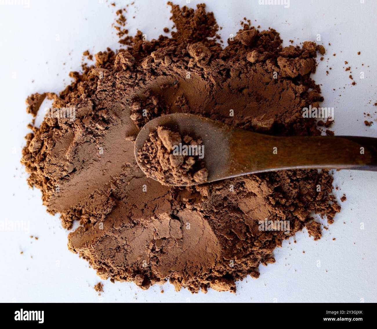 Textured background of natural cocoa powder. Cacao background. Copy ...