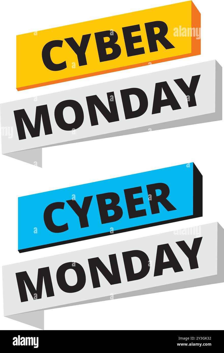 Colored cyber monday banners on white background Stock Vector