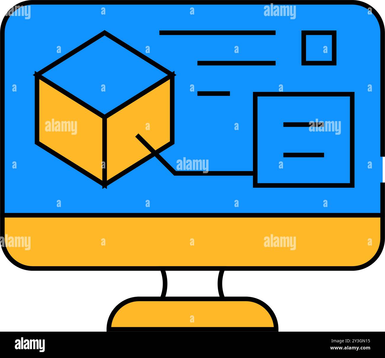 digital model on computer screen icon color illustration Stock Vector ...