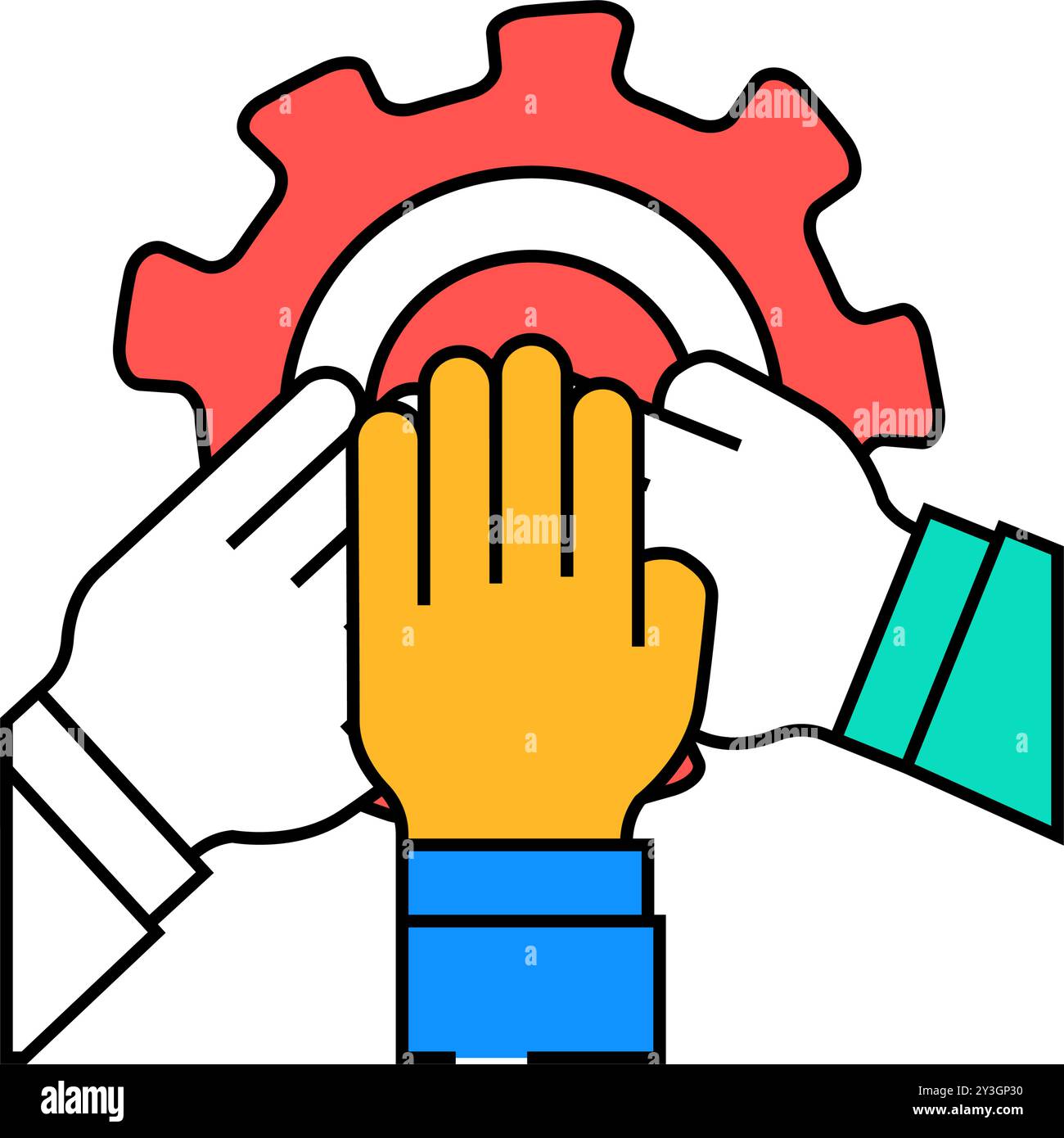teamwork colleagues icon color illustration Stock Vector Image & Art ...