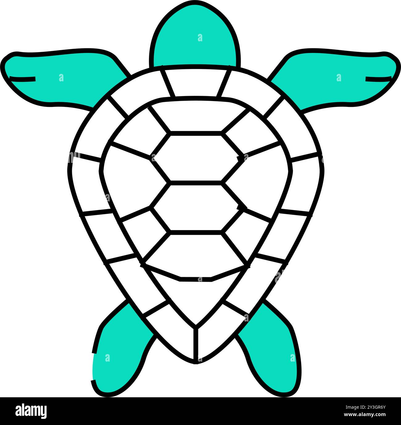 turtle aquatic animal icon color illustration Stock Vector Image & Art ...