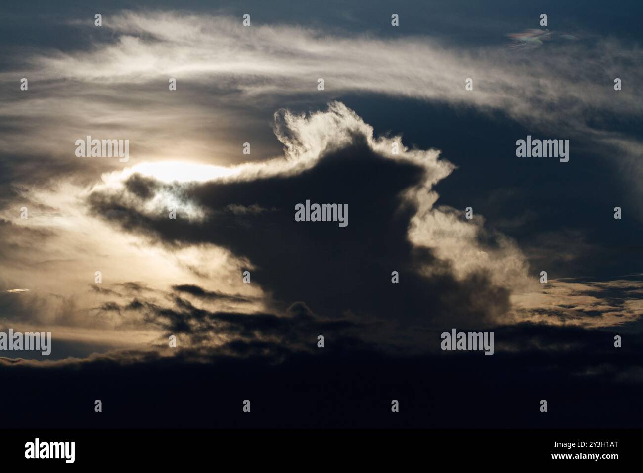 Backlit dramatic clouds. Kanagawa, Japan. Stock Photo