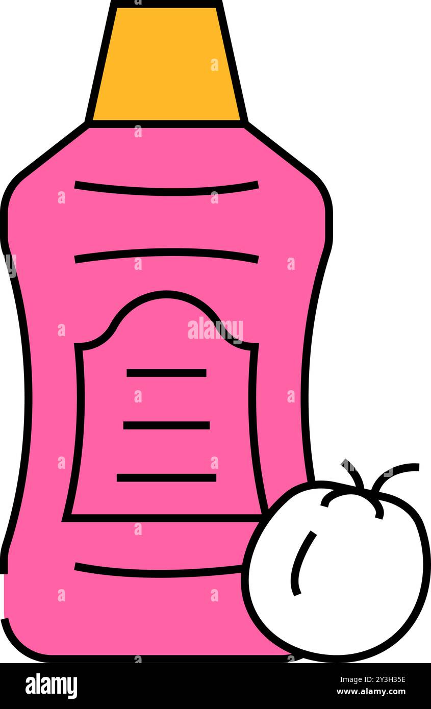 sauce natural tomato bottle icon color illustration Stock Vector Image ...