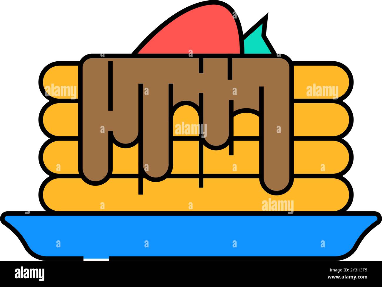 cake with chocolate and strawberry icon color illustration Stock Vector ...