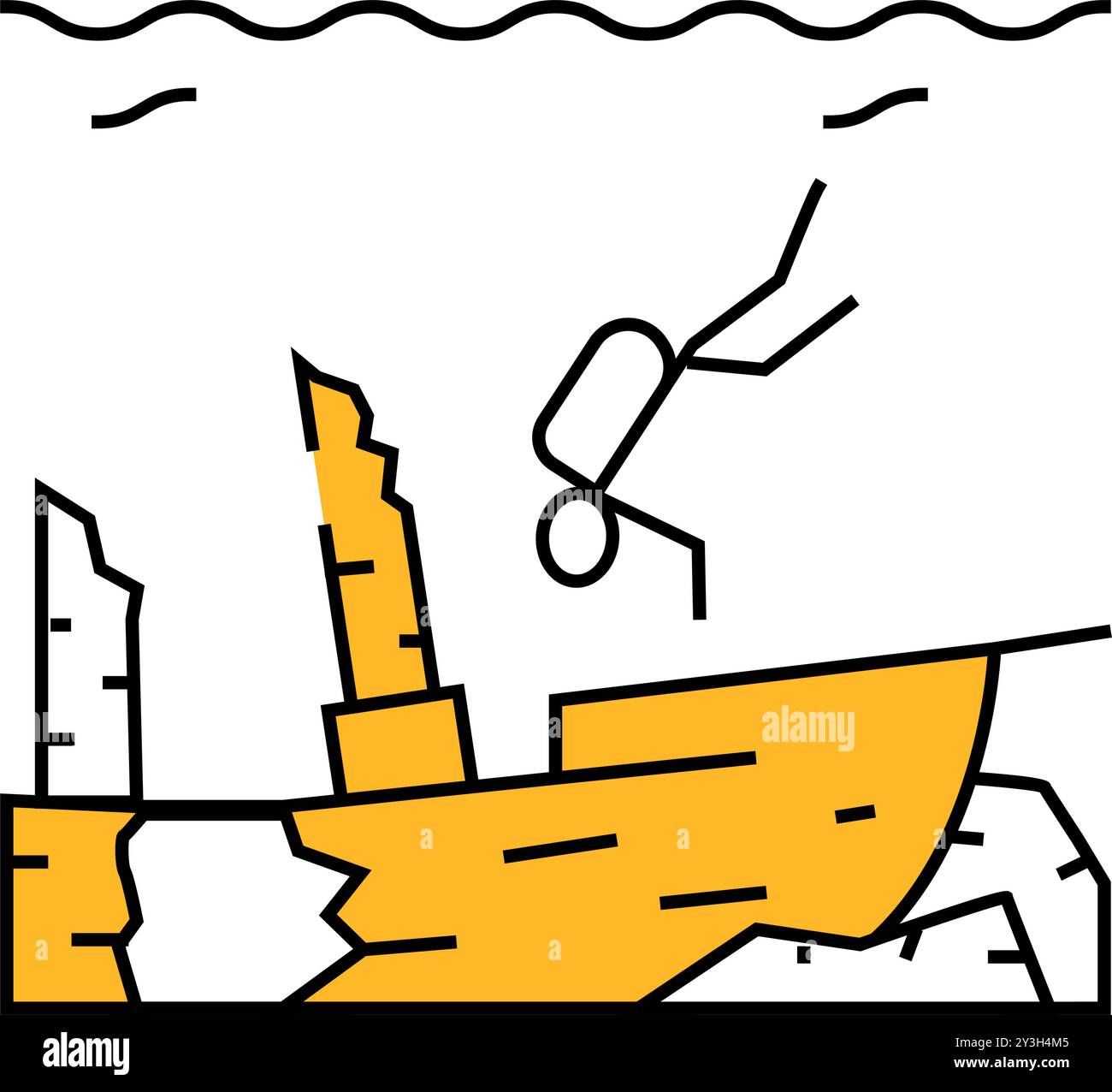 dive course for sunken objects icon color illustration Stock Vector ...