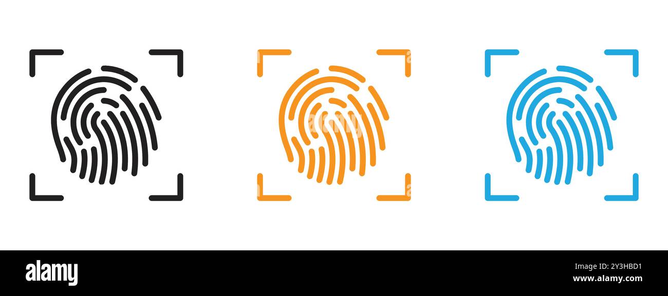 Biometric security icon vector logo set collection for web app ui Stock ...