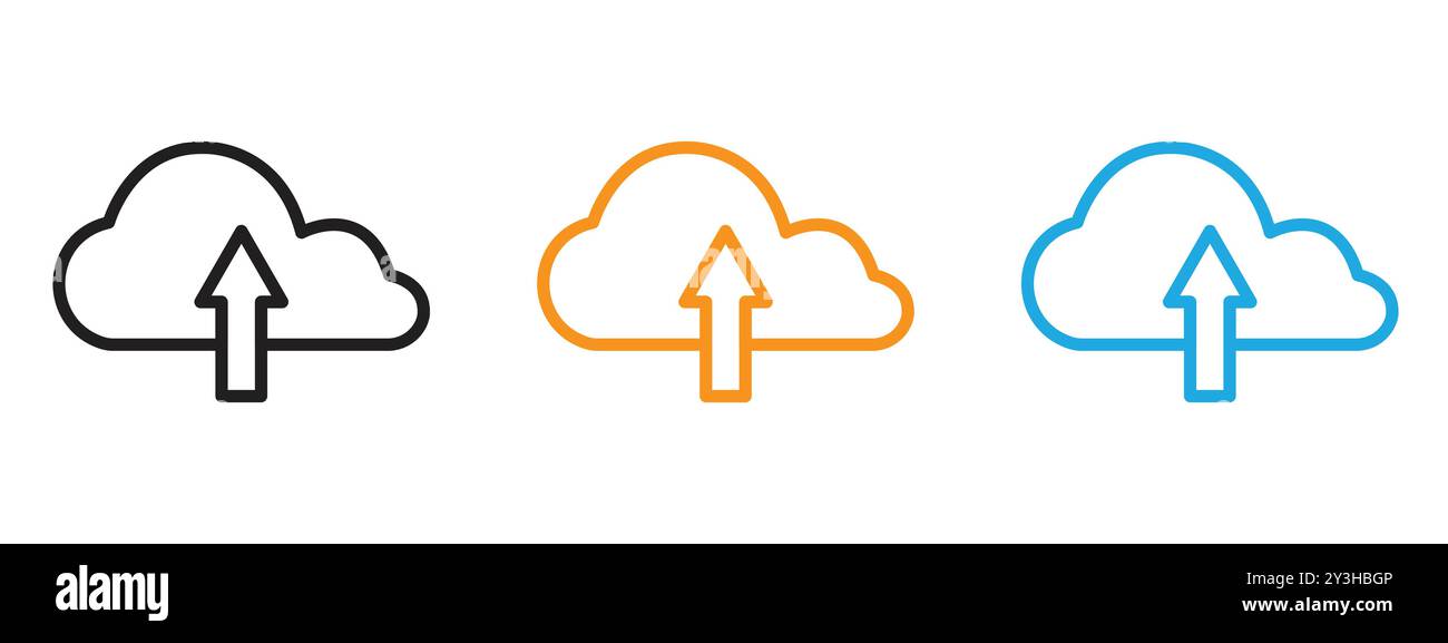 Cloud upload icon vector logo set collection for web app ui Stock ...
